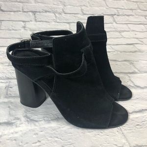 Topshop leather suede block peep toe sandals Size 38 Chunky block heel